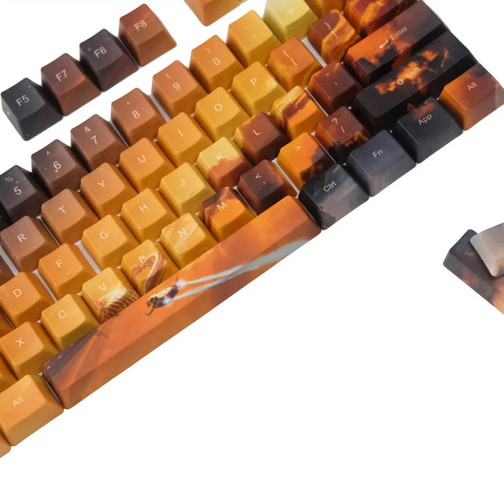 Saturn planet engraved mechanical keyboard replacement keycaps set with multimedia function keys