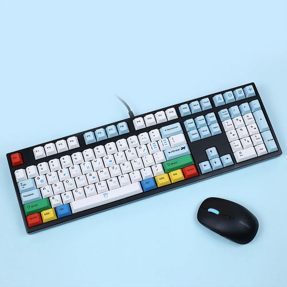 PS theme mechanical keyboard keycap set in blue and white or grey and white sublimated designs