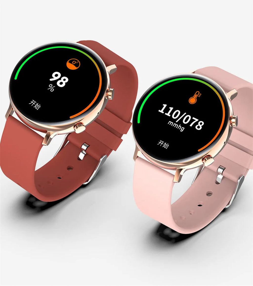 Smart Bluetooth call offline payment watch with 1.28 inch screen and adjustable wristband in white pink black or brown