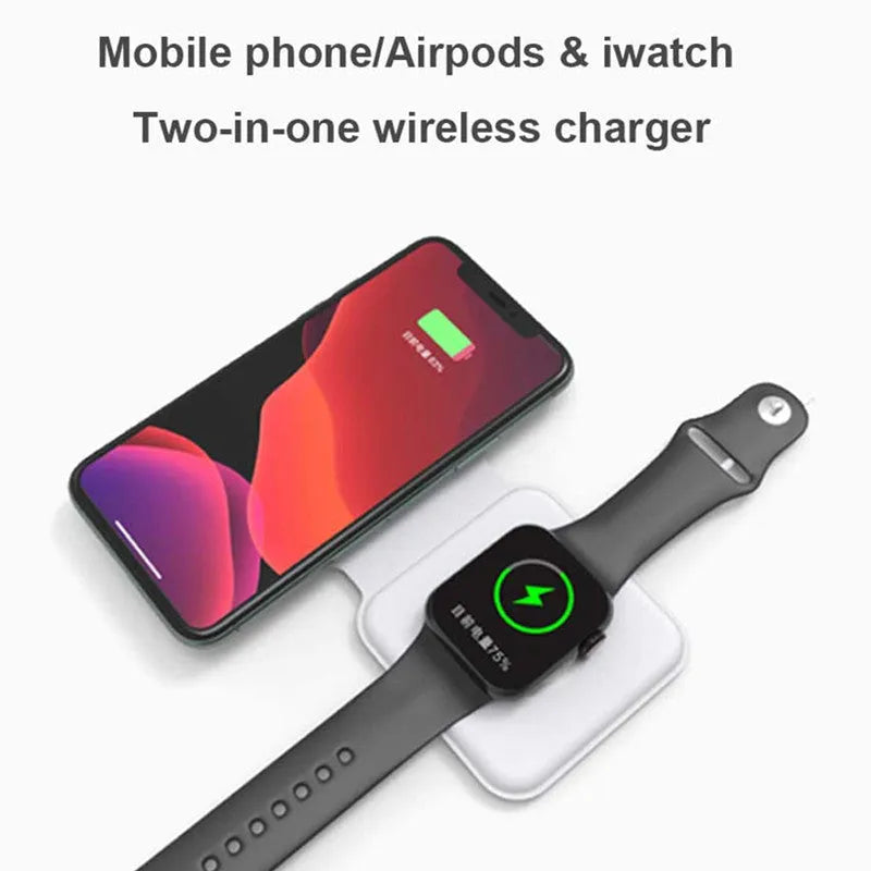 White 2 in 1 magnetic wireless charger with foldable design and dual charging pads