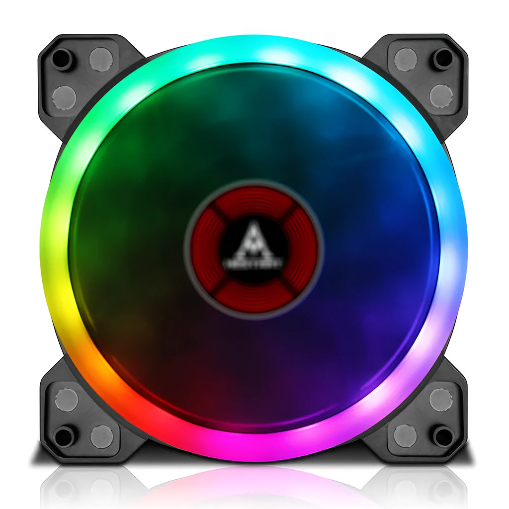 Camouflage pattern 12cm PC cooling fan with glowing RGB lights on blades and central hub