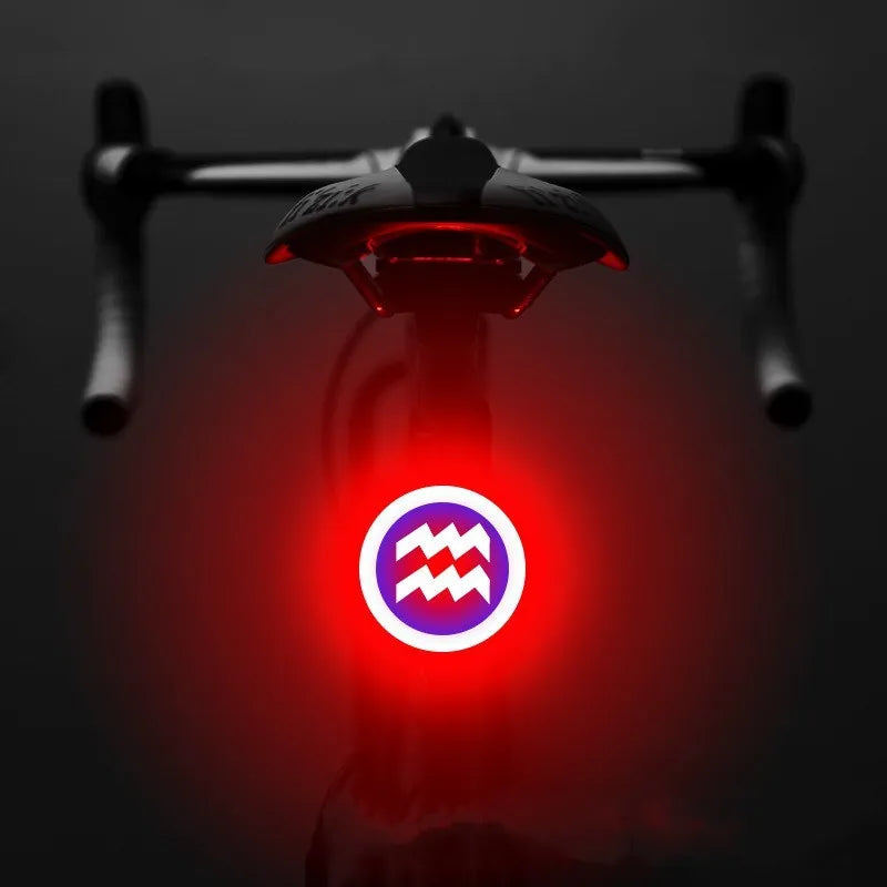 Bicycle intelligent auto brake sensor tail light with LED, waterproof, rechargeable, PC shell, zodiac design