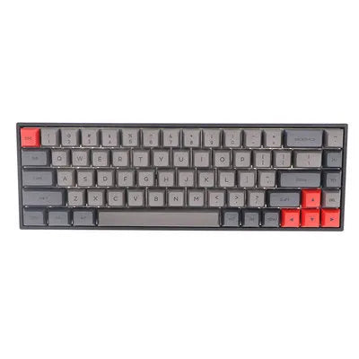 Set of 68 PBT keycaps for a mechanical keyboard in assorted colours with dye-sublimated white legends.