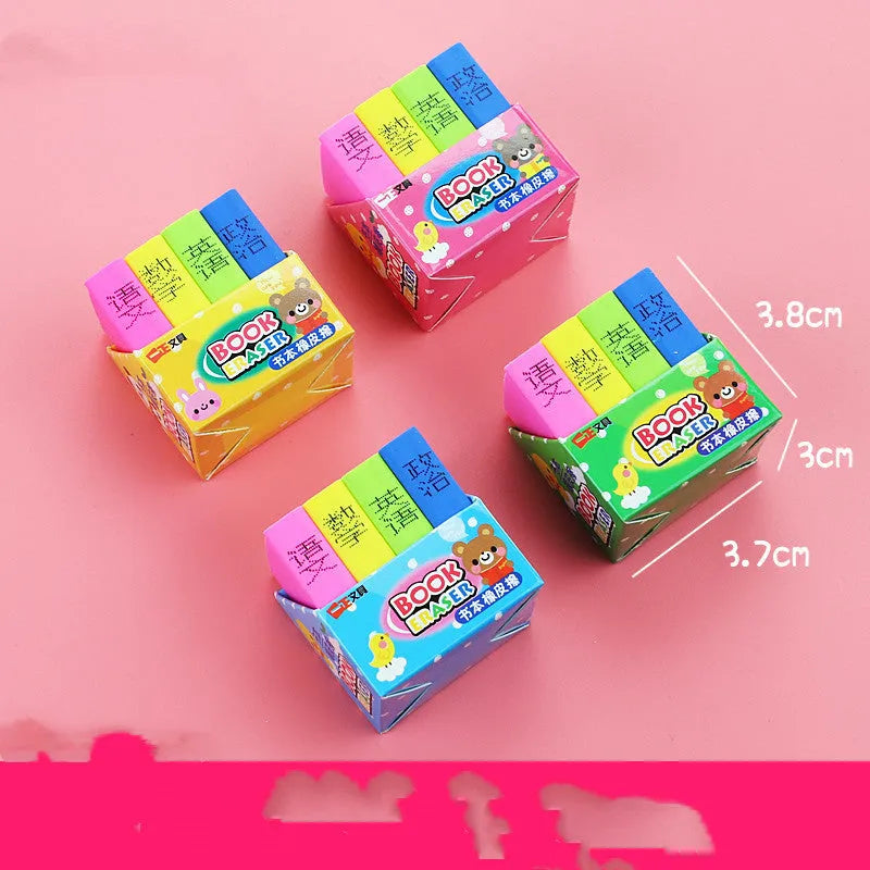Cartoon book eraser sets for student rewards in small and large size options