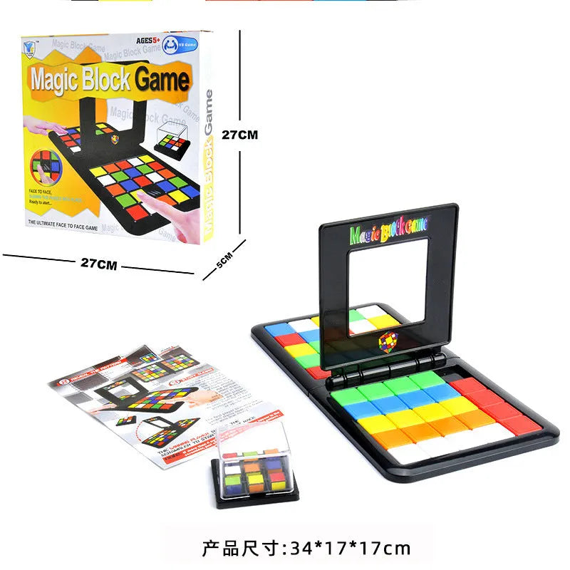 Color Battle square race game with dice and blocks in box, size 27.5 x 27.5 x 5 cm, style A