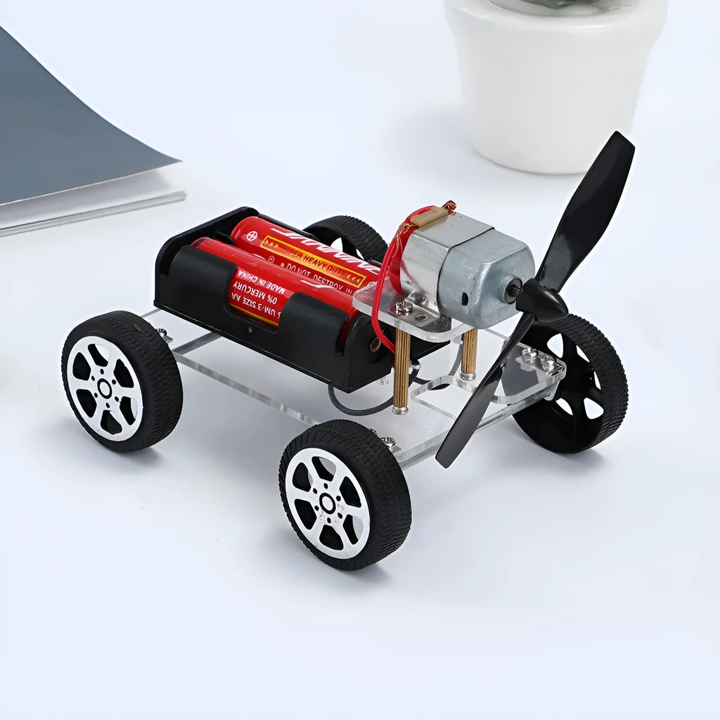 Children's educational wind car DIY electronic science kit with acrylic and plastic components