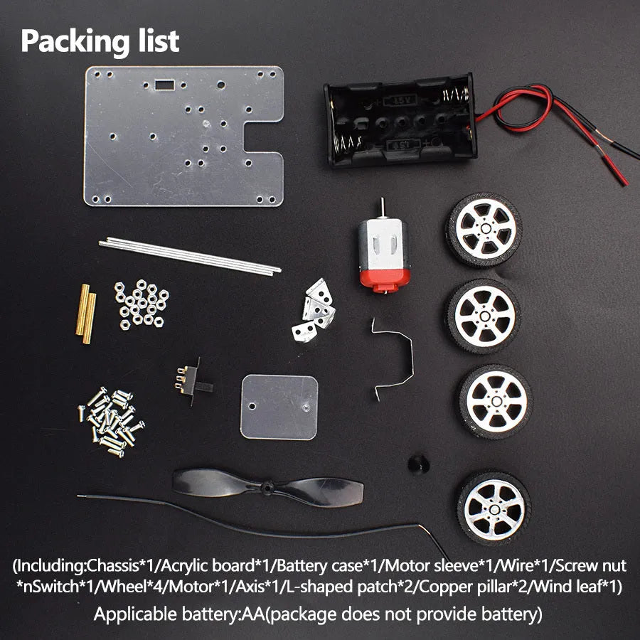 Children's educational wind car DIY electronic science kit with acrylic and plastic components