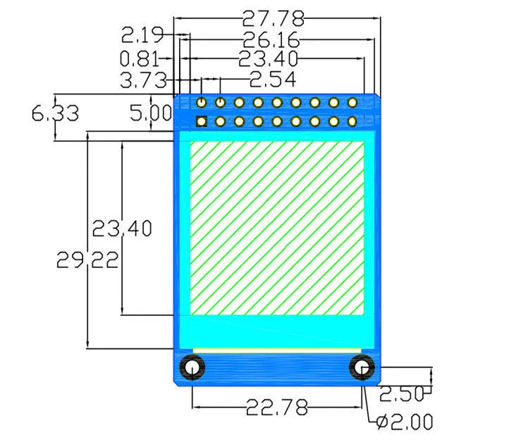 1.3-inch square IPS LCD display module with 240x240 resolution and 18-pin connector