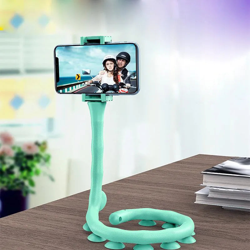 Flexible worm design mobile phone holder with suction cup mounting and 62cm reach