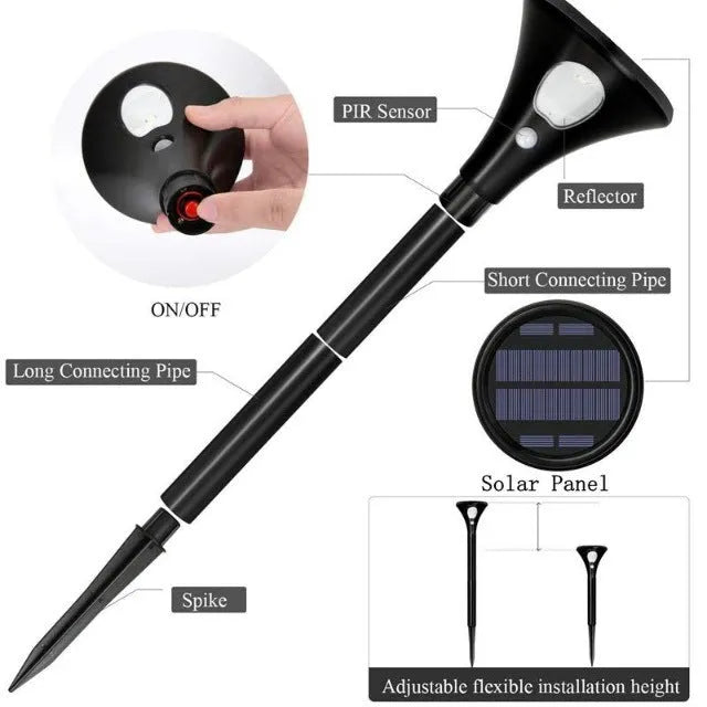 Solar induction ground plug light with lamp pole and connecting tubes for garden installation