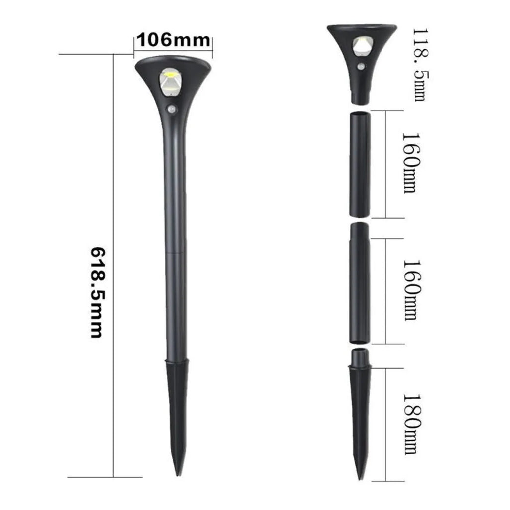 Solar induction ground plug light with lamp pole and connecting tubes for garden installation