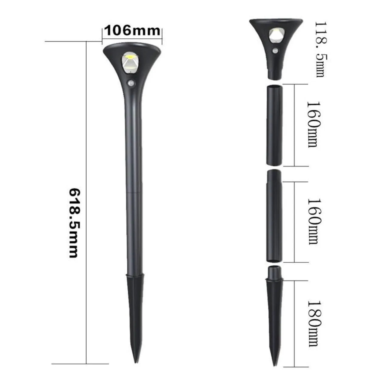 Solar induction ground plug light with lamp pole and connecting tubes for garden installation