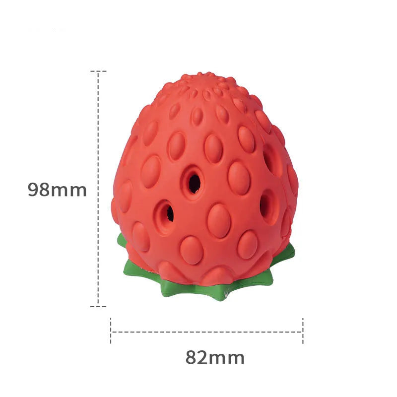 Soft rubber dog chew toy for teeth cleaning in Dragon fruit 85x128mm or Strawberry 82x98mm shape