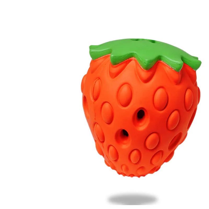 Soft rubber dog chew toy for teeth cleaning in Dragon fruit 85x128mm or Strawberry 82x98mm shape