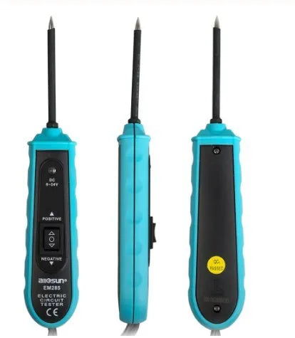 DC probe car circuit tester with 5m cable, crocodile clip, wire probe, and back-probe for 6-24V automotive electrical testing