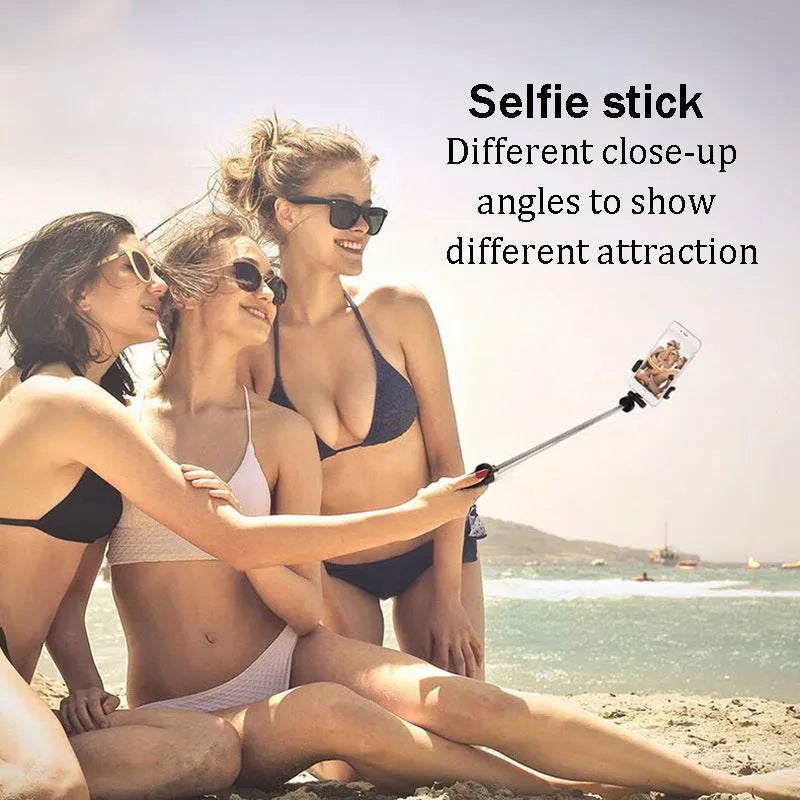 Bluetooth selfie stick tripod with remote, 680mm handheld, 650mm tripod, holds phones up to 6.0 inches, White or Black