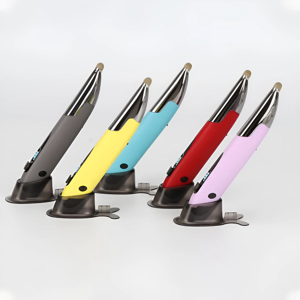 Rechargeable wireless pen mouse with four keys, 140 x 20 x 15 mm, 72 g, 500 mAh battery, available in multiple colours