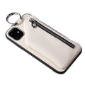 Imitation leather crossbody phone case with attached lanyard and a card slot on the back, shown in pink.