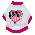 Cotton dog T-shirt casual pet clothing in four sizes on mannequin