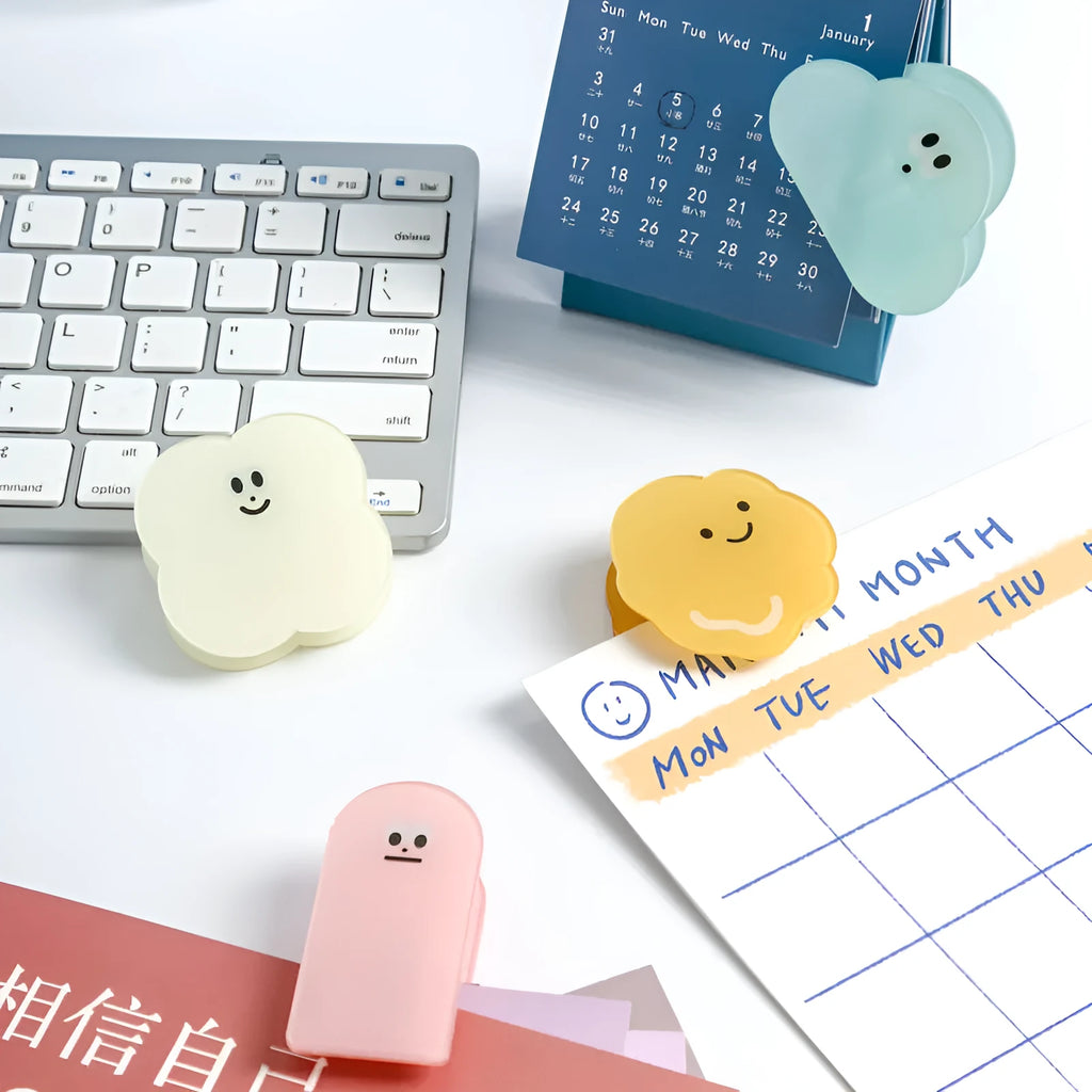 Clear acrylic decorative clip with coloured cartoon design for journaling and stationery projects