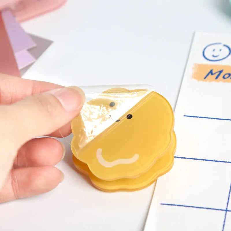Clear acrylic decorative clip with coloured cartoon design for journaling and stationery projects