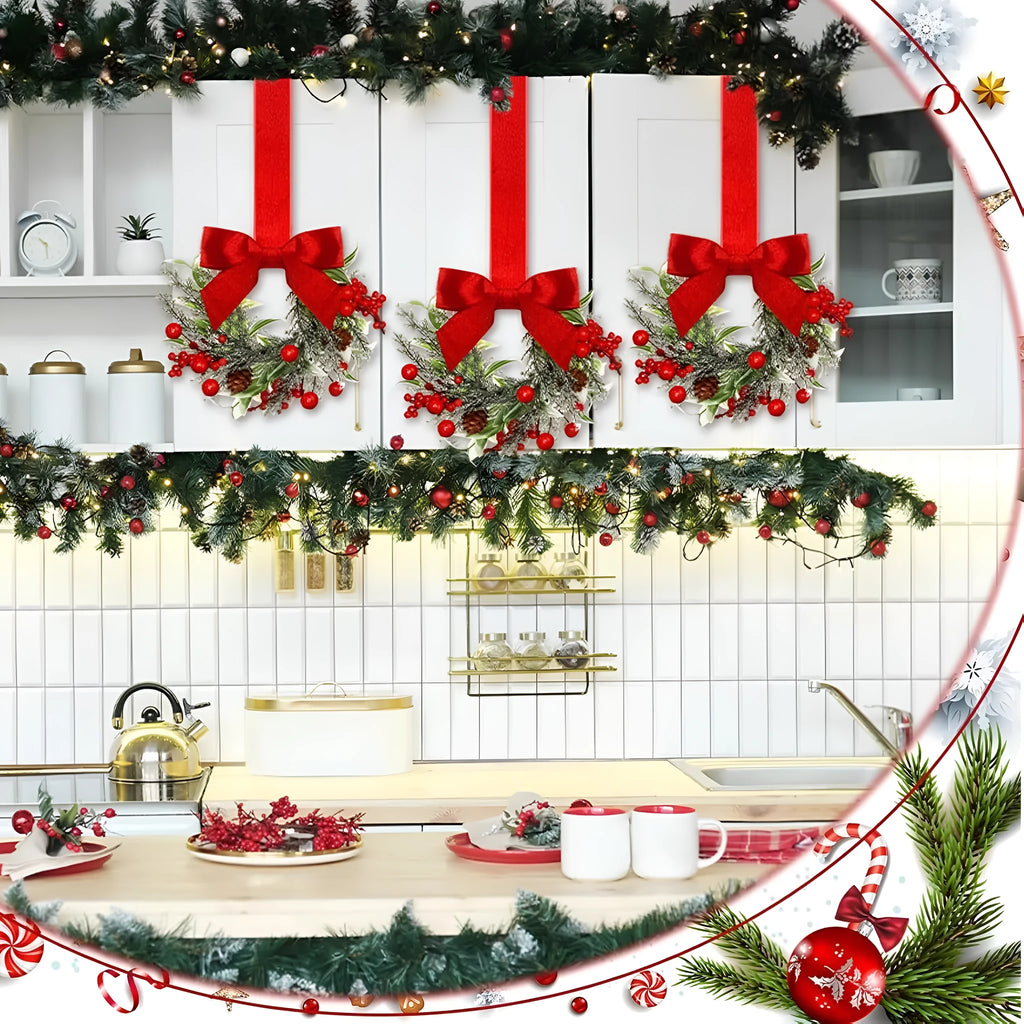 Handmade plastic bowknot ribbon Christmas garland in American style, available in camel heart colour