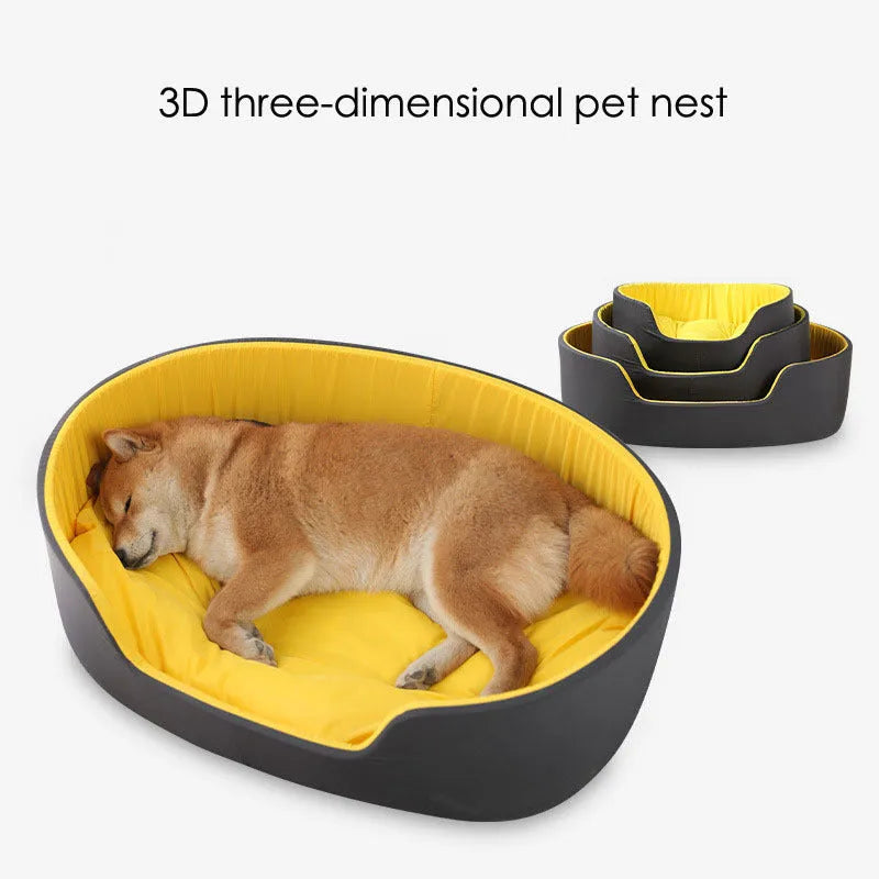 Washable cloth pet kennel for cats and dogs in black or green, shown in small, medium, and large sizes.