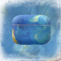 Blue and pink watercolour design hard plastic protective sleeve for Apple AirPods Pro and AirPods cases.