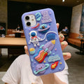 Purple silicone iPhone case with cartoon astronaut design for multiple models