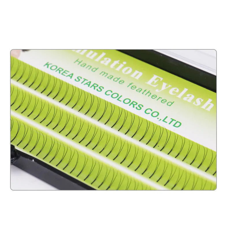 Eyelash extensions in four lengths 6mm 8mm 10mm 12mm made from imported fiber semi-manual construction for lash enhancement