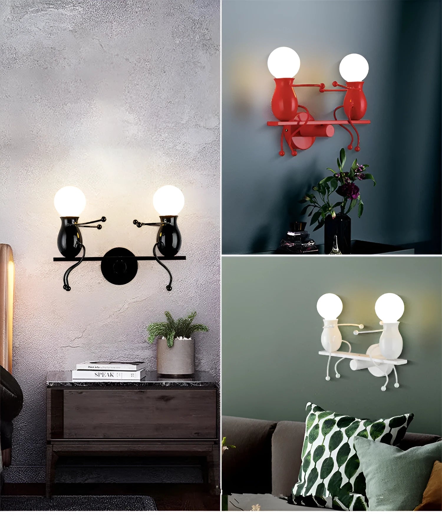 Postmodern creative wall lamp in white finish for children's bedside lighting with E27 LED bulb