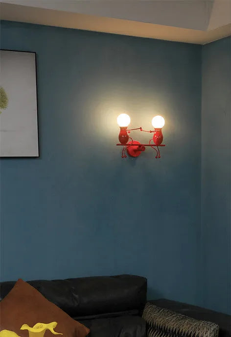 Postmodern creative wall lamp in white finish for children's bedside lighting with E27 LED bulb