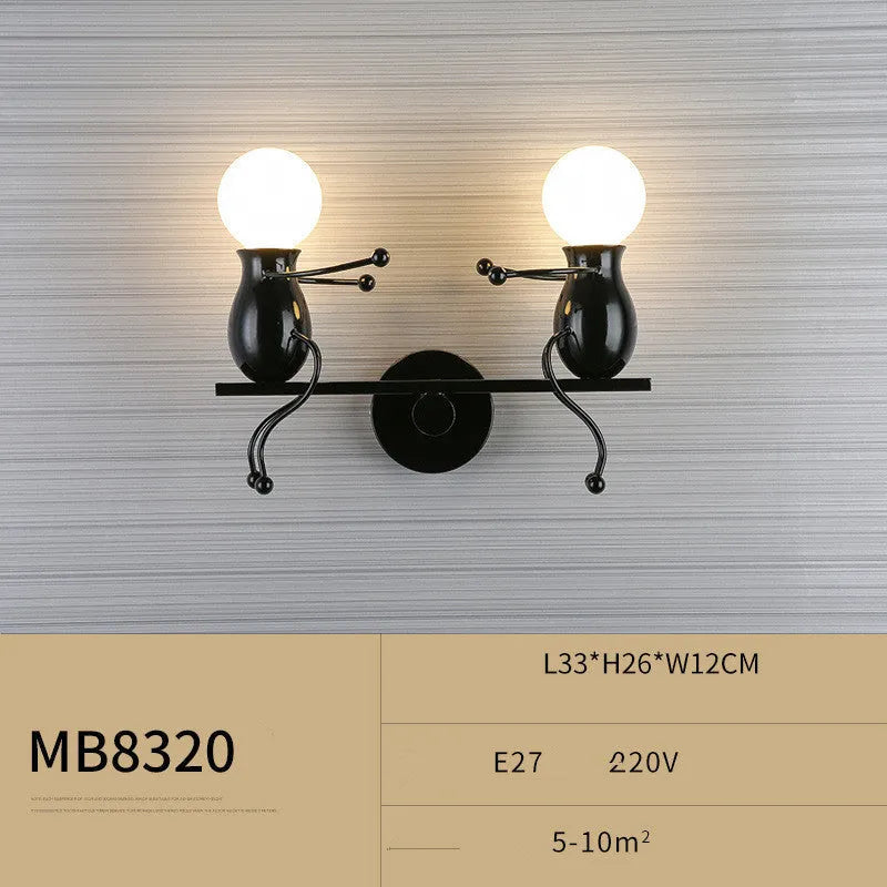 Postmodern creative wall lamp in white finish for children's bedside lighting with E27 LED bulb