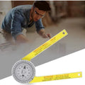 Yellow and white cross-border horizontal angle ruler with laser engraving scales for miter saw angle transfer