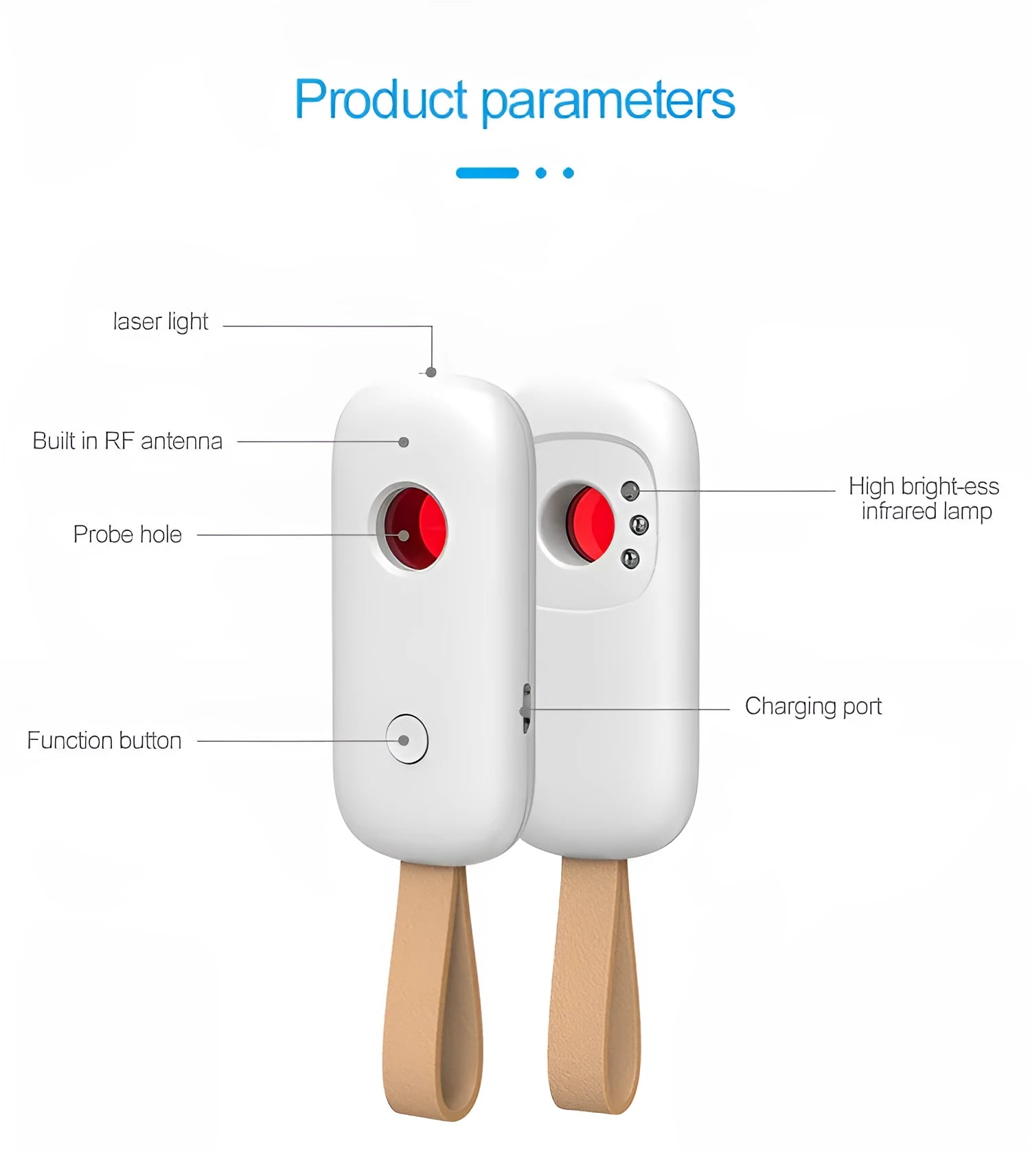 New-T6 anti-sneak camera detector in white ABS plastic with compact design