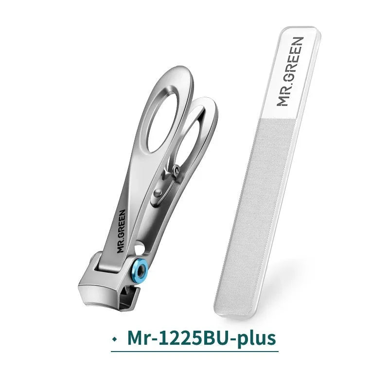 Silver stainless steel thick nail clippers with curved blades and ergonomic handle on white background