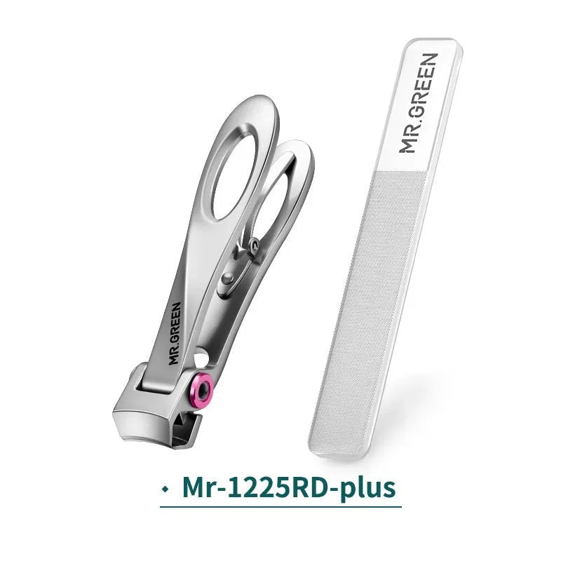 Silver stainless steel thick nail clippers with curved blades and ergonomic handle on white background