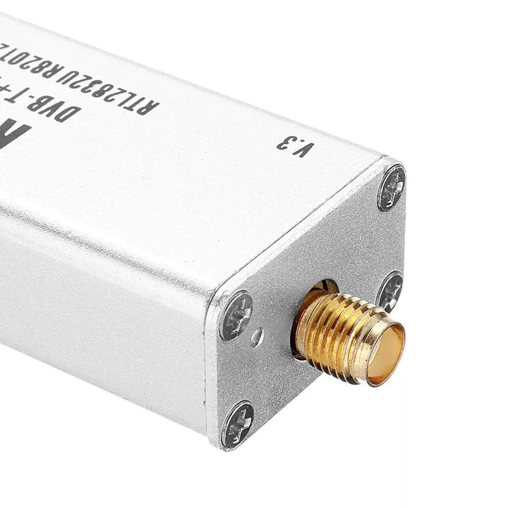 Black metal A300U all-band software radio SDR receiver with gold SMA connector.