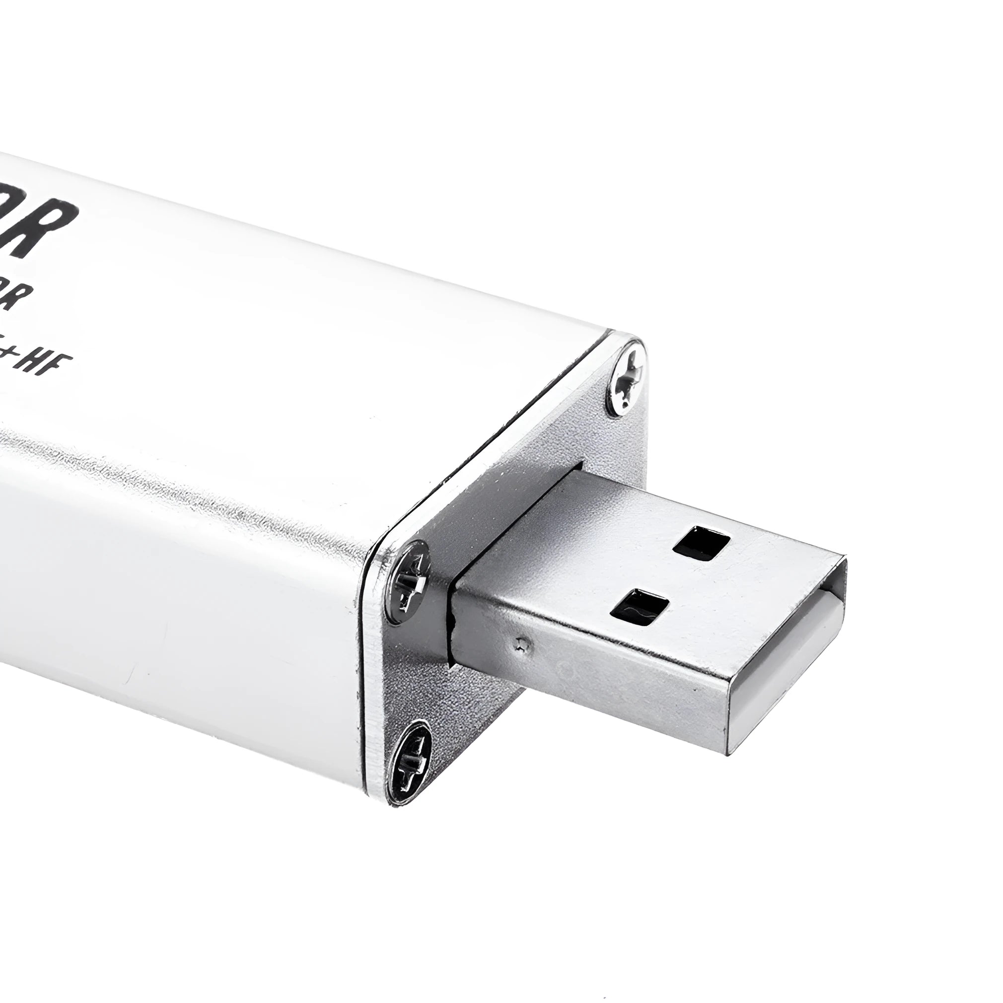 Black metal A300U all-band software radio SDR receiver with gold SMA connector.
