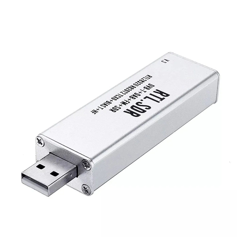 Black metal A300U all-band software radio SDR receiver with gold SMA connector.