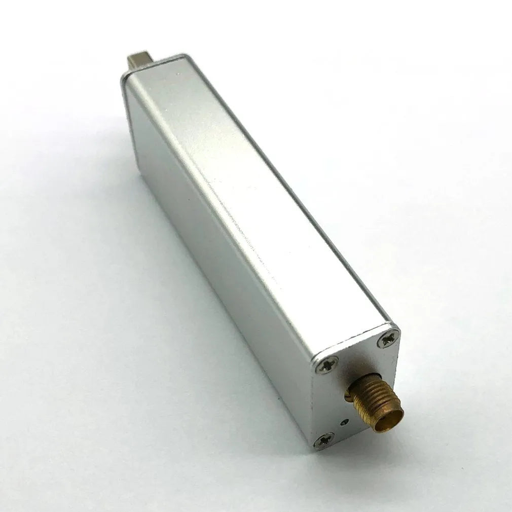Black metal A300U all-band software radio SDR receiver with gold SMA connector.