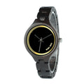 Men's round wooden watch with wood strap, mineral glass, quartz movement, butterfly buckle