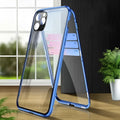 Double-sided glass magnetic phone case with metal frame for iPhone 11, in black
