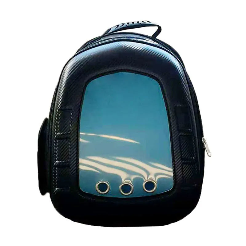 Pet capsule backpack in pink with transparent dome and top handle, for cats and dogs up to 12 kg