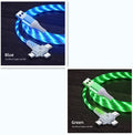Triple-interface fast charging cable with aluminium alloy connectors showing USB-A, Type-C, and Micro-USB connections
