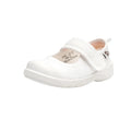 White and pink toddler cloth shoes with Velcro straps and breathable mesh upper