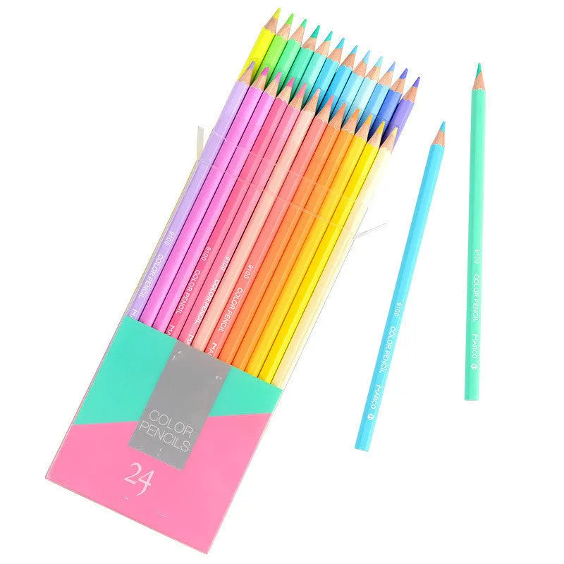 Macaron Series coloured pencils, Marco 9100 model, plastic shell, available in 12 or 24 colours with 2B style option