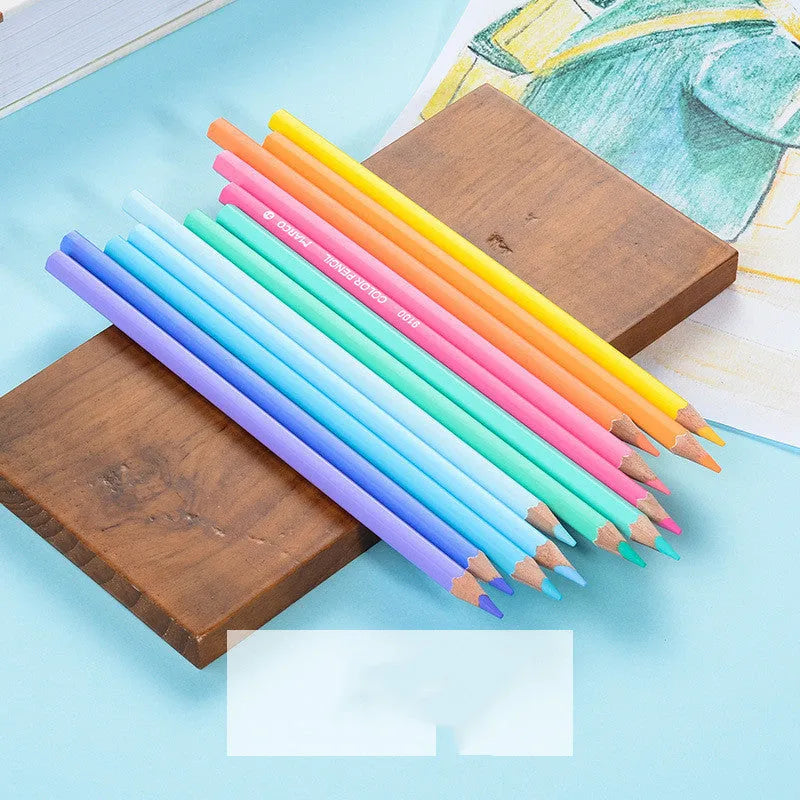 Macaron Series coloured pencils, Marco 9100 model, plastic shell, available in 12 or 24 colours with 2B style option