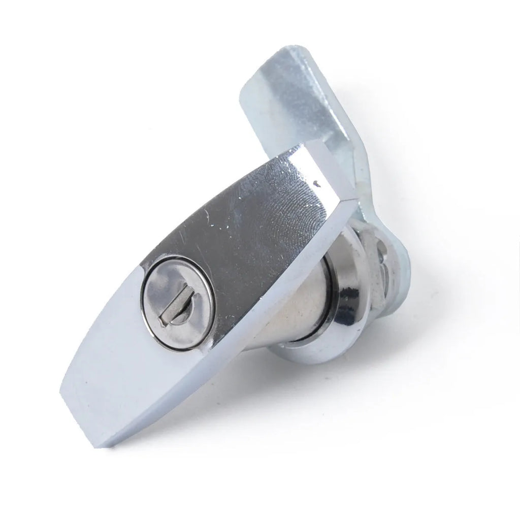 Stainless steel T handle toolbox lock in silver for trailer car auto parts, with two keys