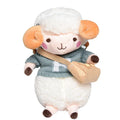 Soft blue plush crossbody bag with a lamb pattern, showing zip opening and shoulder strap.